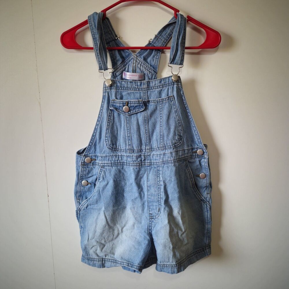 VTG Y2K No Boundaries Womens Juniors M (7/9) Shortalls Bib Overall Shorts Garden